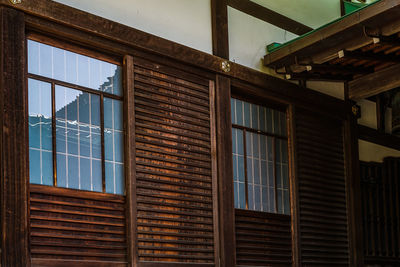 Low angle view of windows of building