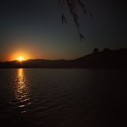 Scenic view of mountains at sunset