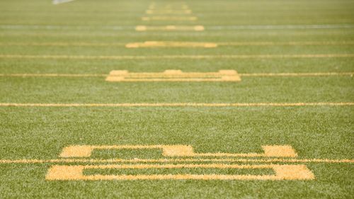 Close-up of soccer field