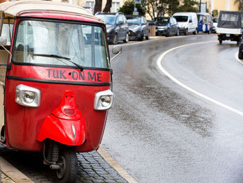 Vehicles on road in city