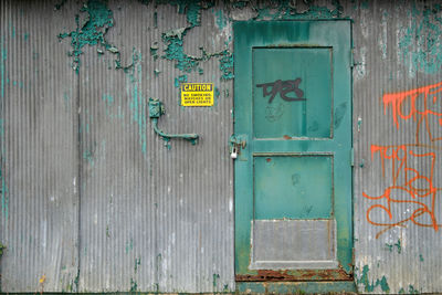 Closed door of building