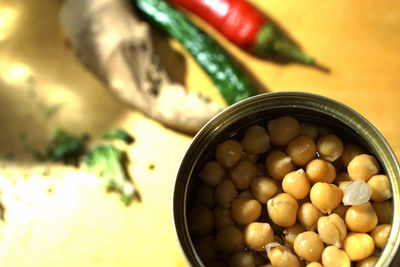 Close-up of eggs in bowl on table