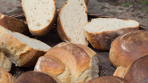 Close-up of bread on wood