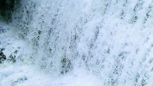 High angle view of snow on shore