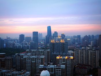 View of cityscape at night