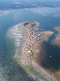 High angle view of river amidst land