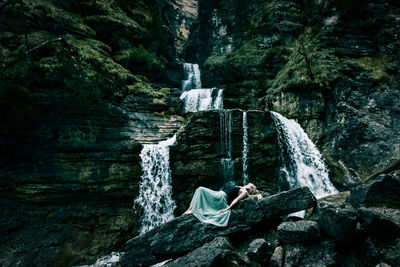 Scenic view of waterfall