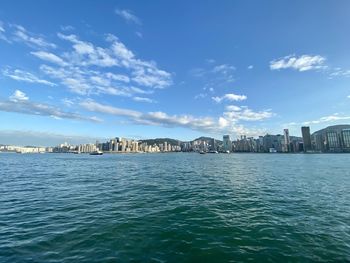 Scenic view of sea against sky hong kong