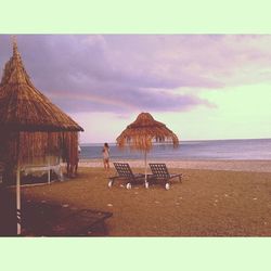 Scenic view of sea against cloudy sky