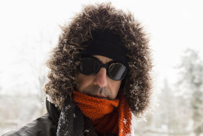 Portrait of man wearing hat during winter