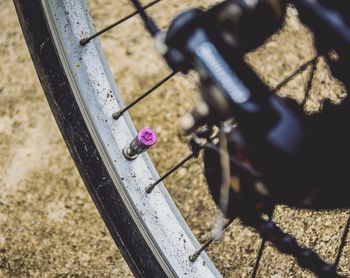 High angle view of bicycle on field