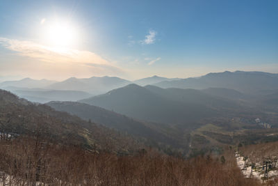 Scenic view of mountains against sky