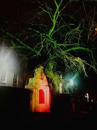 Illuminated building at night