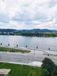 Scenic view of lake against sky