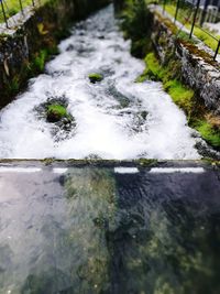 Water flowing through rocks