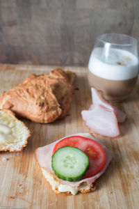 Close-up of breakfast on table