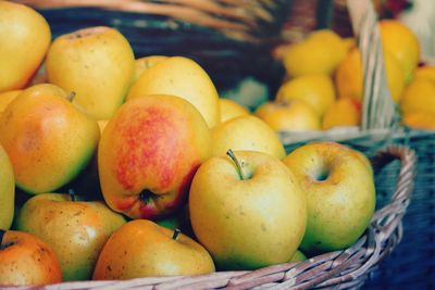 Close-up of apples in basket