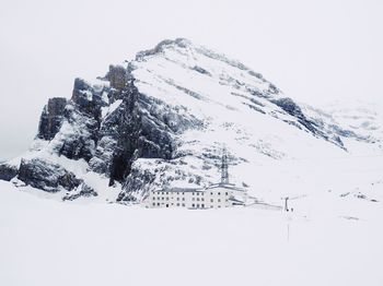 Scenic view of snow covered mountain against sky