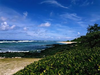 View of sea against cloudy sky