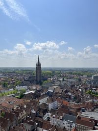 High angle view of cityscape against sky