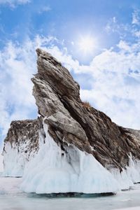 Scenic view of frozen lake against sky