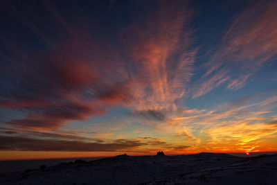 Scenic view of dramatic sky during sunset