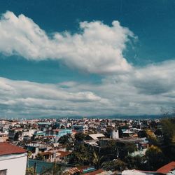 High angle view of townscape against sky