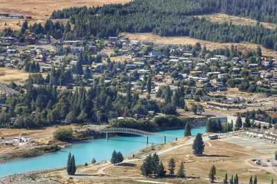 High angle view of buildings in city