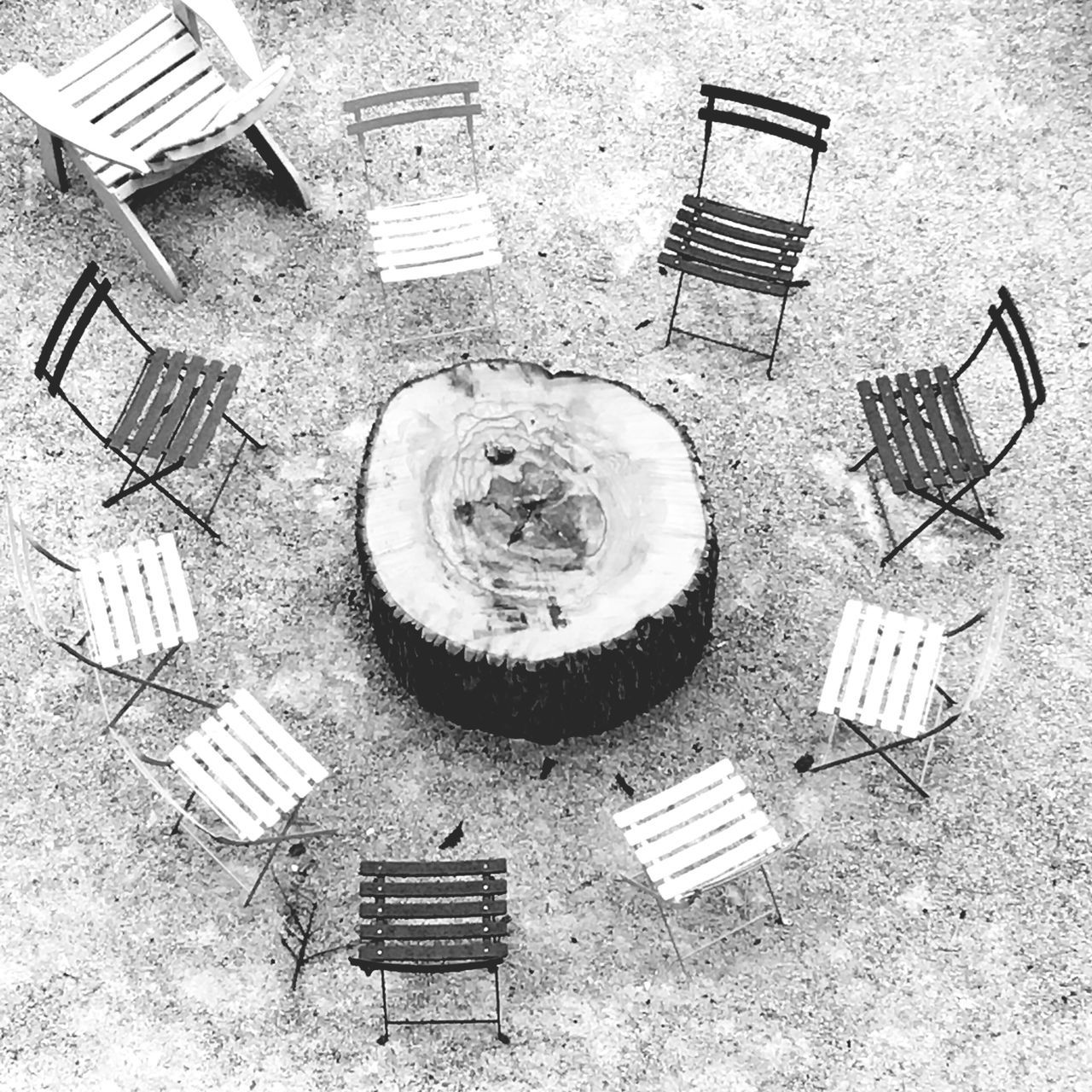 HIGH ANGLE VIEW OF MESSY TABLE AND TABLES