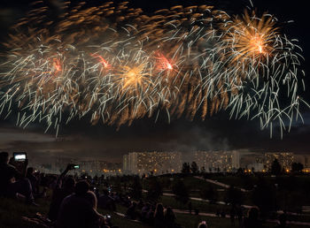 Firework display at night