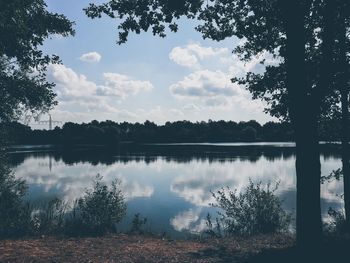 Scenic view of lake against sky