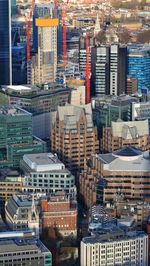 High angle view of buildings in city