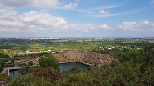 High angle view of landscape against sky