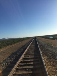 View of railroad tracks against clear sky