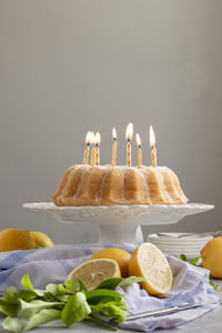 Stack of cake on table