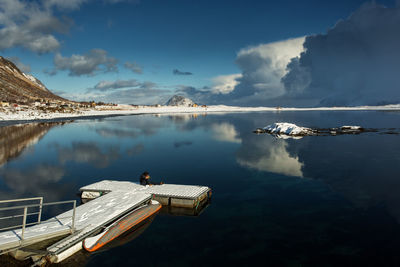 Panoramic view of lake against sky