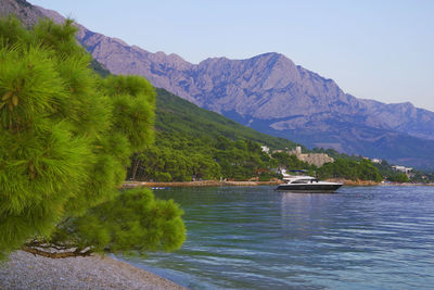 Scenic view of mountains against clear sky