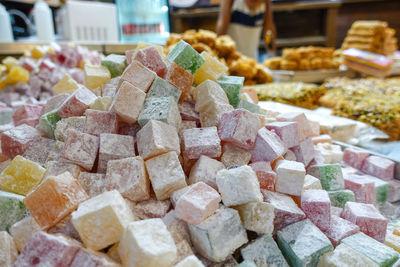 Close-up of candies for sale in market