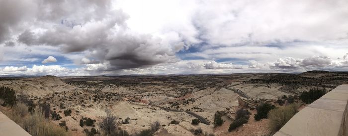 Panoramic view of desert against sky