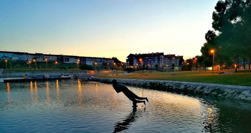 View of river at sunset
