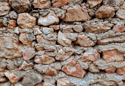 Full frame shot of stone wall with cement concrete