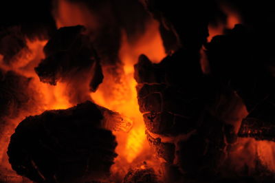 Close-up of bonfire at night