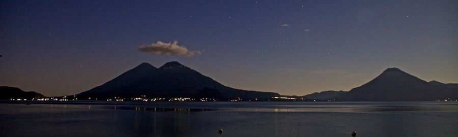 Scenic view of lake against sky at night