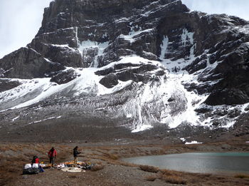 Scenic view of snowcapped mountains during winter