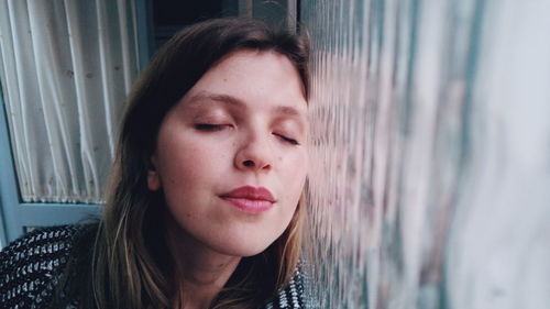 Close-up of beautiful young woman