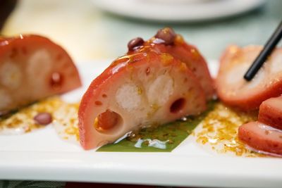 Close-up of dessert in plate