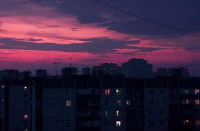 Silhouette buildings against sky during sunset