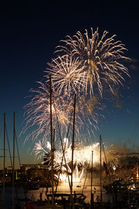 Firework display at night