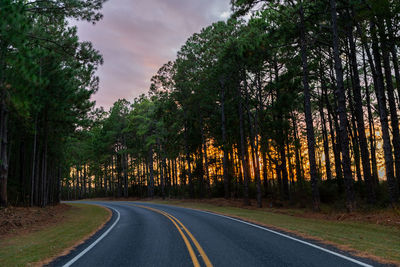 Road amidst trees against sky