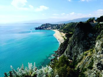 High angle view of sea against sky